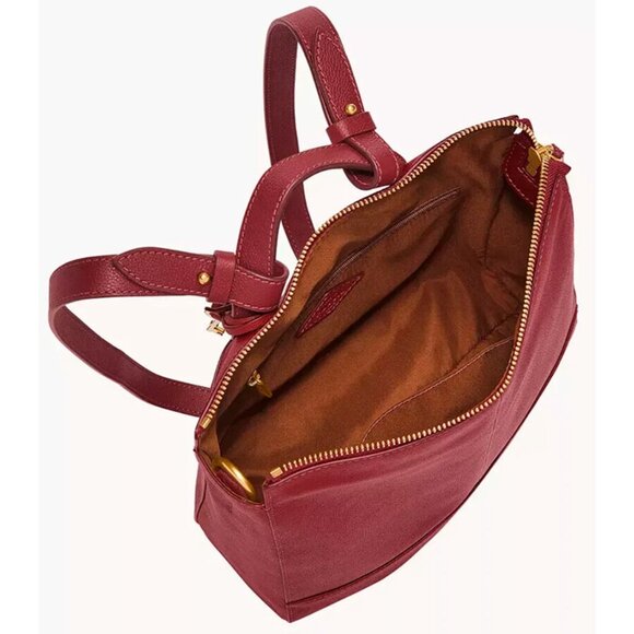 S Fossil Elina Dark Red Leather Convertible Backpack SHB2979512 Purse Bag NWT